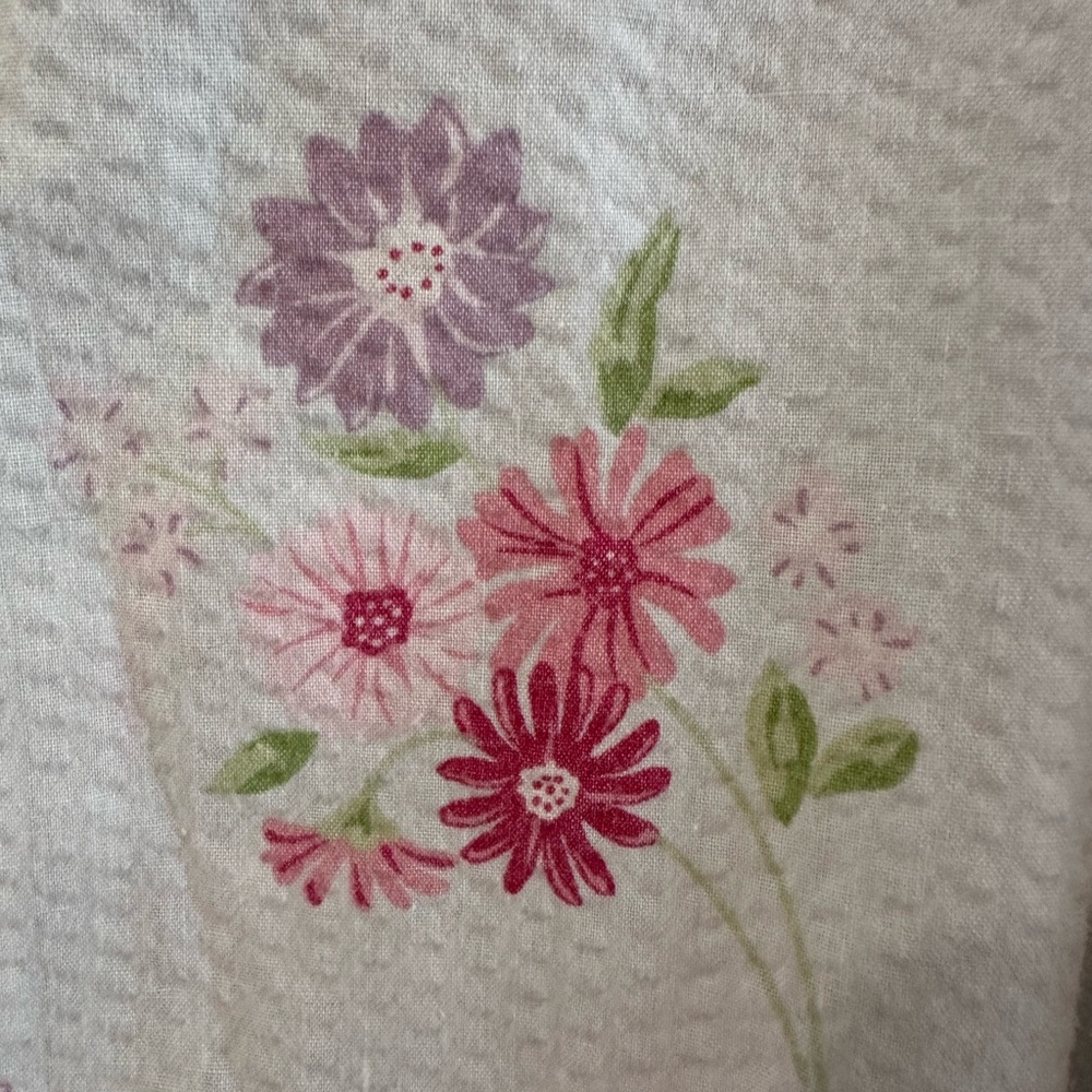 Vanity Fair Light Blue Floral Button-Front Housecoat with Pink Trim - Picture 6 of 12